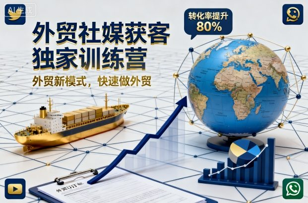 外贸社媒获客独家训练营，外贸新模式，快速做外贸-多金部落-社群网课资源站