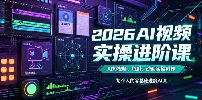 2026AI视频实操进阶课，AI短视频、短剧、动画实操创作，每个人的零基础进阶ai课-多金部落-社群网课资源站