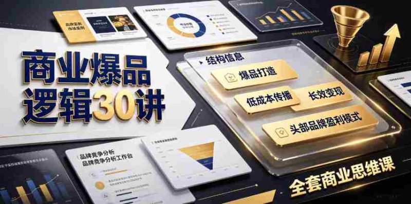 商业爆品逻辑30讲｜拆解各行各业头部品牌盈利模式，吃透爆品打造、低成本传播、长效变现全套商业思维课-多金部落-社群网课资源站
